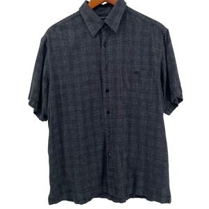 Marc Edwards Button Front Camp Shirt Mens Large Linen Blend Charcoal Gray